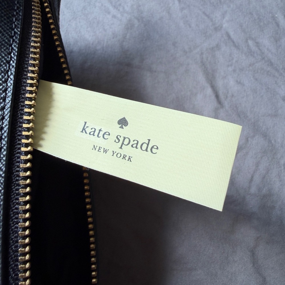 Kate Spade Black White Striped Cosmetic Bag Makeup Pouch Travel Case RN0102760 - Picture 7 of 9